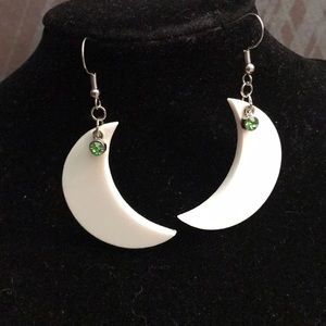 White crescent earrings